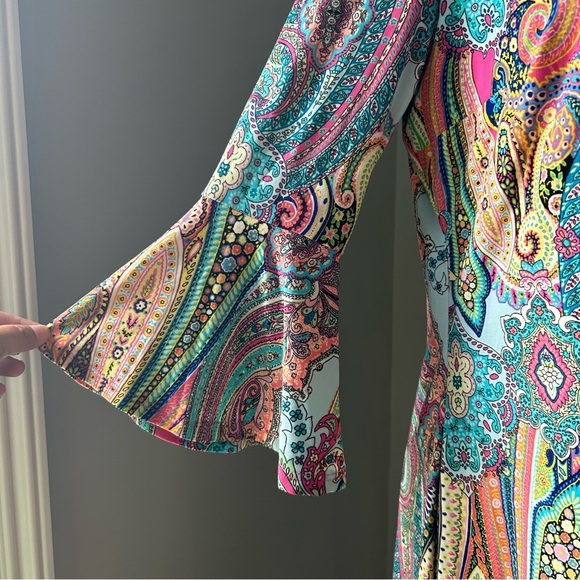 TOMMY HILFIGER women’s Petite Paisley Bell-Sleeve Sheath Dress in size 10P NEW - Picture 4 of 6